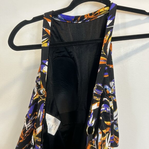 Fit 4 U A288587 20W Printed Hi-Neck Double Tiered Romper Swimsuit One Piece - Picture 9 of 11